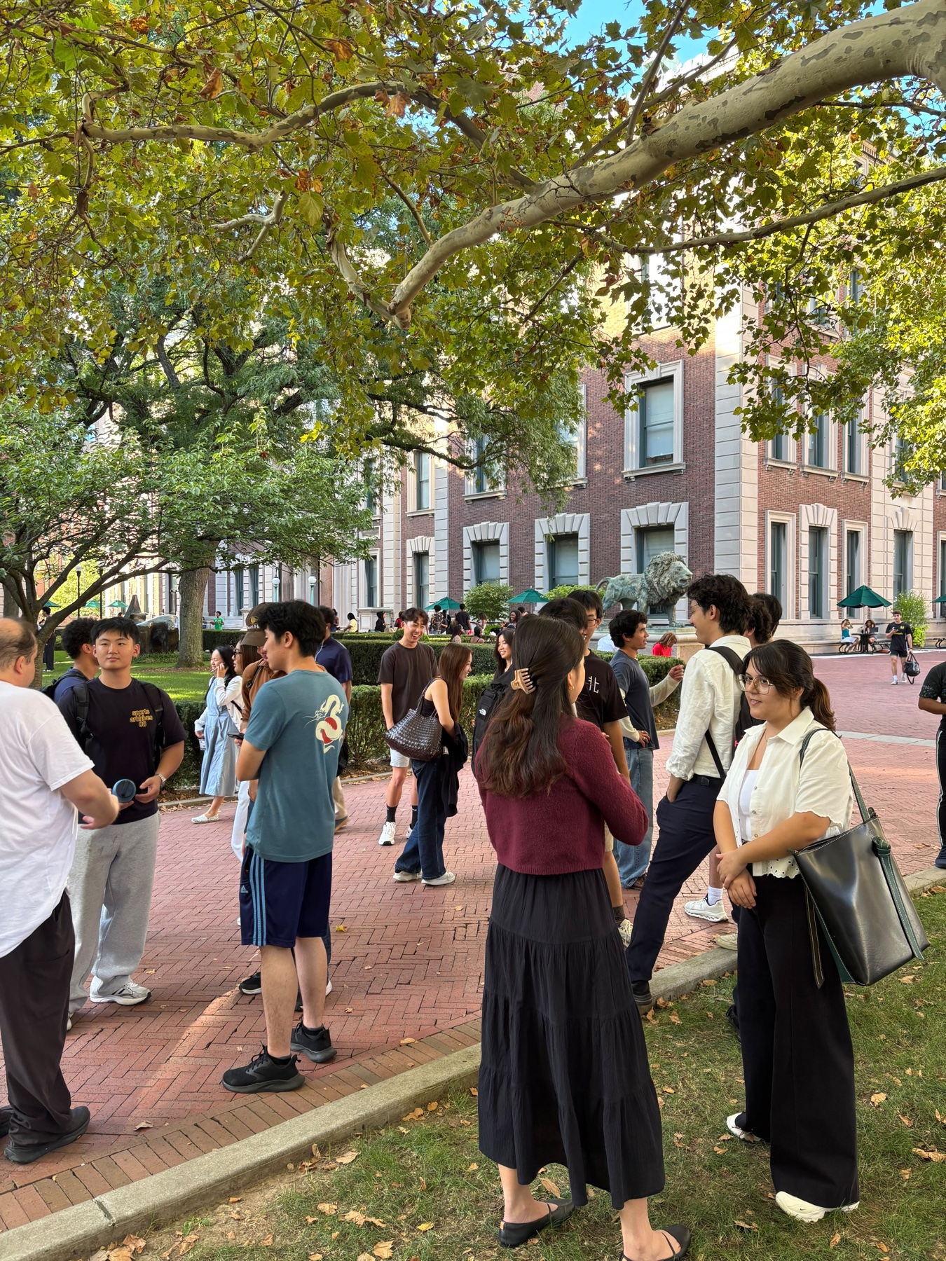 Attendees chatting under the trees at the 2026 Fall Social